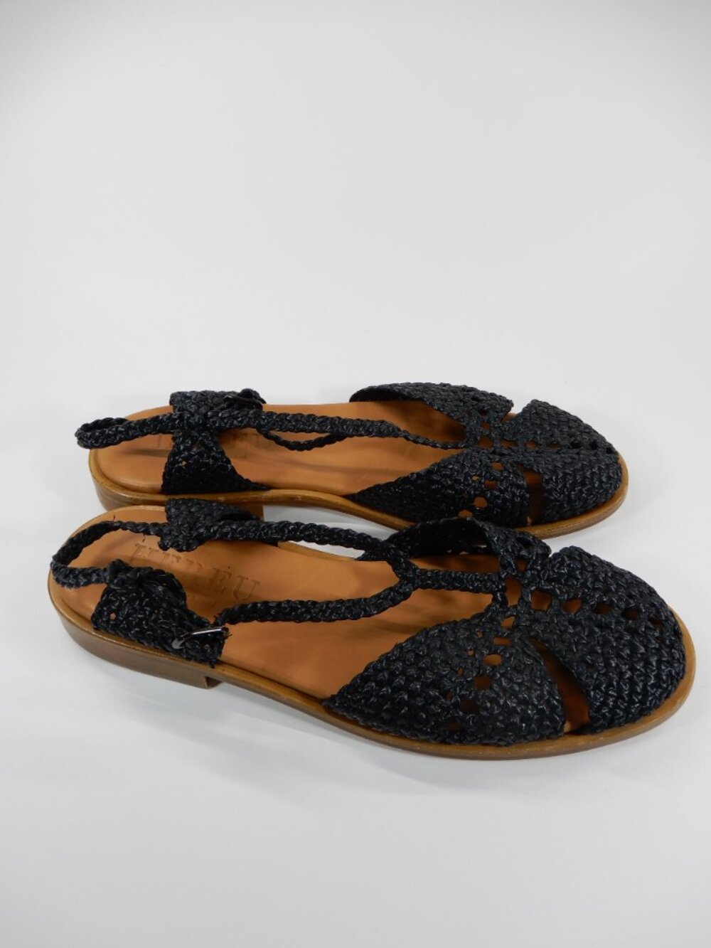 HEREU Sorolla Slingback Flat SANDALS 37 6.5 Black Woven Raffia Leather NEW $590 - Picture 11 of 14